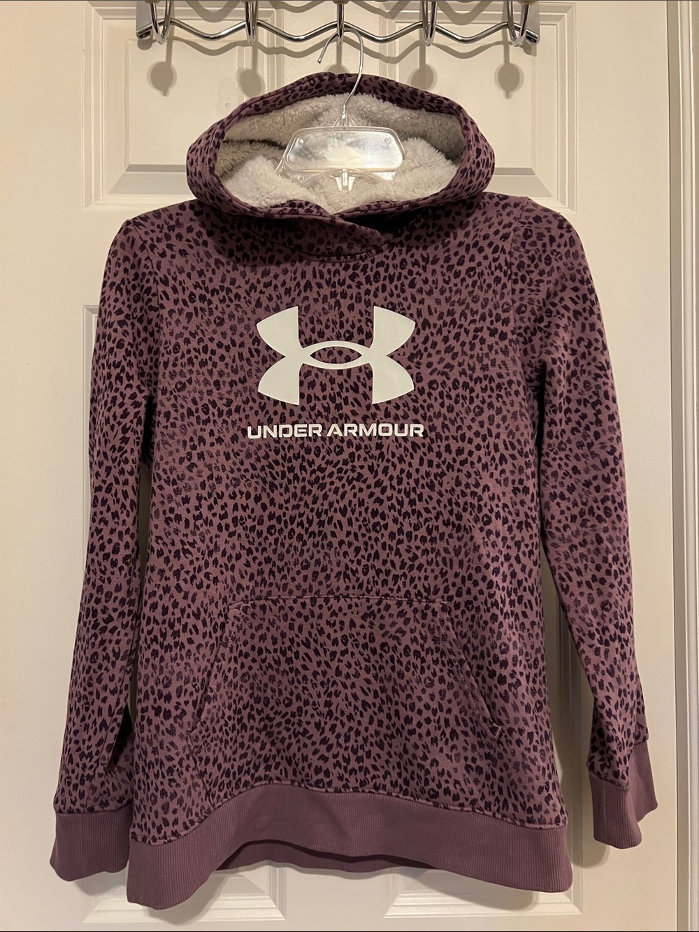Under Armour Purple Leopard Print Plush-Lined Hoodie